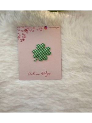 Parla'nın Atölyesi 0-3 Yaş Az Saçlı ve Saçsız Bebek Tokası Yeşil Yonca