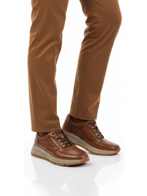 Fosco Taba Hakiki Deri Erkek Casual Ayakkabı Düz Taban Günlük Kullanım İçin Rahat Tasarım