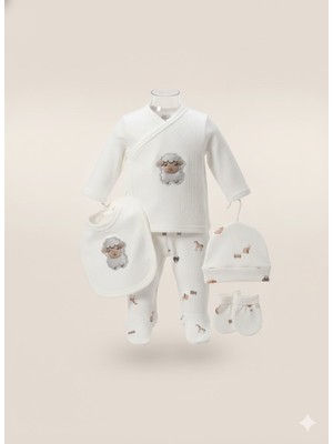 Yenidoğan 5'li Kuzu Figürlü Hastaneçıkışı Zıbın Seti