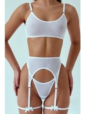 XDejavu Shop Beyaz Jartiyer Takım