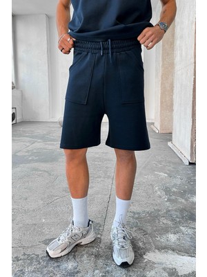 Lacivert Cozy Premium Pileli Şort