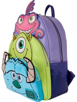Loungefly Pixar Monsters Inc. Mike Sulley ve Randall Üç Cepli Mini Sırt Çantası