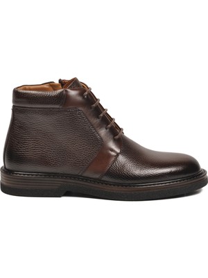 Aspor Kahve Içi Dışı Hakiki Deri Fermuarlı Erkek Bot
