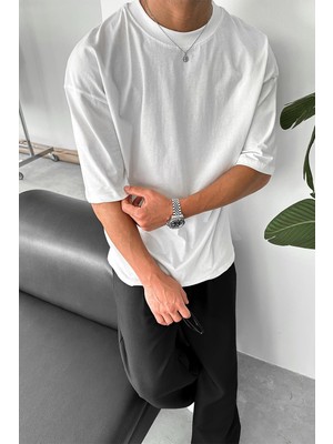 Beyaz Cozy Basic Oversize Tişört