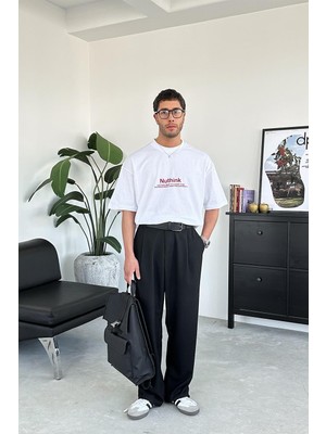Beyaz Nothink Oversize Tişört