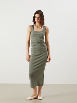 Lc Waikiki Yeni Sezon U Yaka Büzgülü Elbise