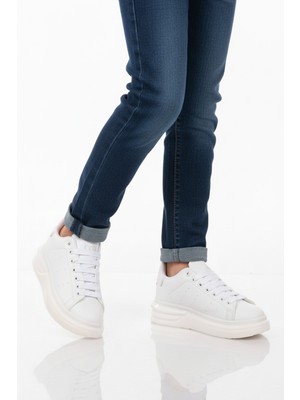 Aspor Beyaz Bağcıklı Unisex Sneaker