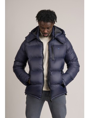 FBI Slimfit Dik Yaka Çıkartılabilir Kapşonlu Astarlı Şişme Mont