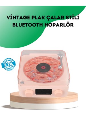 Epilons Retro Bluetooth Hoparlör – Kristal Ses, Gece Lambası, Saatli Tasarım
