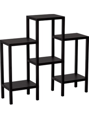 Calperia 6 Raflı - Siyah Modüler Ünite Plastik 108X100X29 cm (5047)