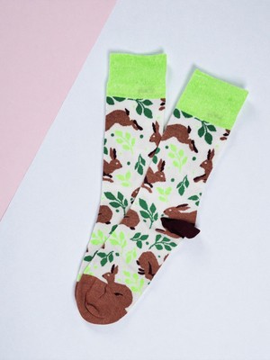 Sevimli Tavşan Desenli Renkli Çorap