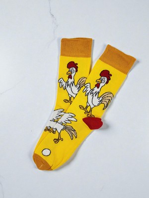 Horoz Desenli Renkli Çorap
