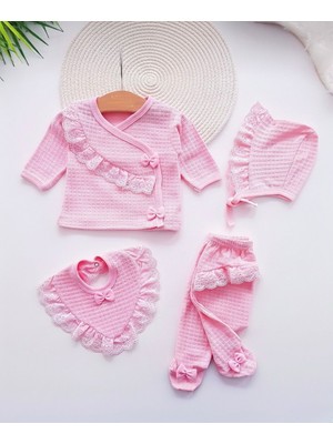 Butik Kız Bebek %100 Pamuklu - Antialerjik Kumaş 5'li Set Yenidoğan Hastane Çıkışı