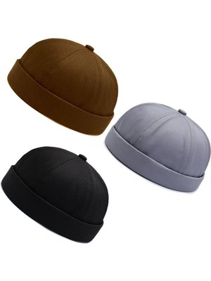 Aida Jewelss 3 Lü Set %100 Pamuk Cap Ayarlanabilir Docker Şapka Yazlık Takke Şapka Retro Şapka Takke Şapka