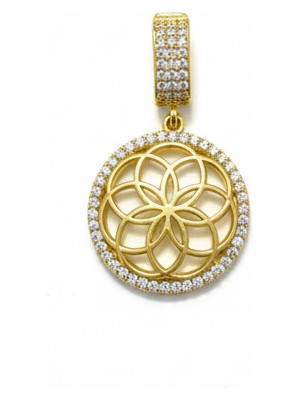 Luxevibe Accessories Çelik Gold Renk Suya Dayanıklı Zarif Zirkon Taşlı Yaşam Çiceği Kolye Ucu Ajda Charm