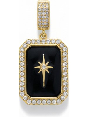 Luxevibe Accessories Çelik Gold Renk Suya Dayanıklı Kuzey Işığı Kutup Yıldızı Siyah Mineli Zarif Zirkon Taşlı Kolye Ucu Ajda Charm