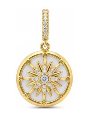 Luxevibe Accessories Çelik Gold Renk Suya Dayanıklı Kuzey Işığı Kutup Yıldızı Beyaz Mineli Zarif Zirkon Taşlı Kolye Ucu Ajda Charm