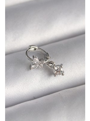 Ayder Timya 316L Çelik Gümüş Renk Zirkon Taşlı Kelebek Model Sallantı Detay Tragus Piercing - TJ-PR1299 TG/Tmya1395 218527