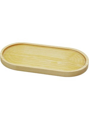 Calperia Oval   Açık Renk=sade  Ahşap Yağdanlık Altlık  25X12.5CM (5047)