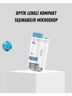 HERŞEYBURDAMODA Taşınabilir Mini Mikroskop LED Işıklı 80X–200X Büyütmeli ve Odak Ayarlı