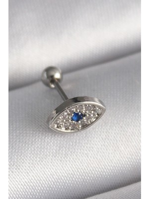 Ayder Timya 316L Çelik Gümüş Renk Zirkon Taşlı Göz Tragus Piercing - TJ-PR1253 TG/Tmya1395 218489