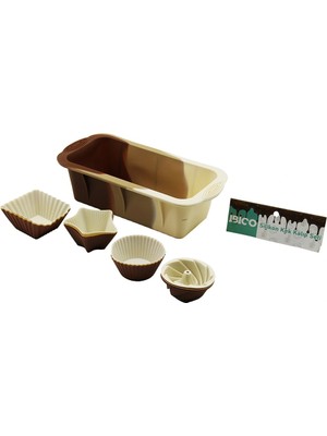 Calperia 13PCS Silikon Muffin - Baton Kek Kalıp Set BATON=11.5X25CM 3er Rüzgar Gülü - Yuvarlak - Yıldız - D.gen (5047)