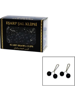 Calperia Siyah 100 Parça  Eşarp Başörtü - Şal Klipsi (5047)