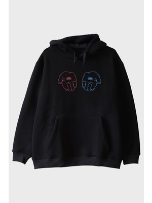 Nuugg Red Or Blue Pill Sci-Fi Baskılı Siyah Hoodie