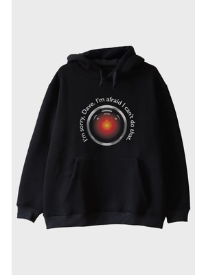 Nuugg I'm Sorry Dave Bilimkurgu Temalı Baskılı Siyah Hoodie