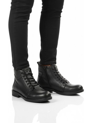 Aspor Siyah Hakiki Deri Erkek Bot