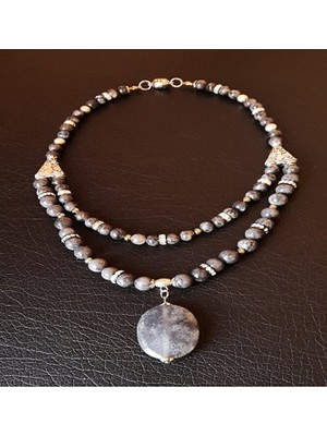 Asteria Elite Larvikite Jasper Ruhsal Güç Bereket Odaklanma Kolyesi