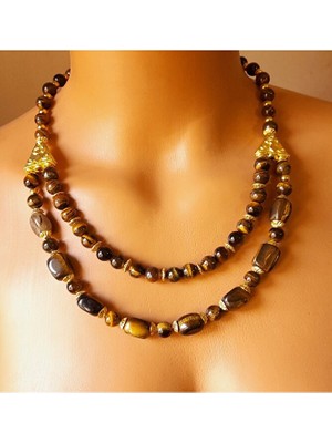 Asteria Elite Kaplan Gözü 2 Sıralı Odaklanma ve Nazardan Koruma Kolye Bileklik Seti