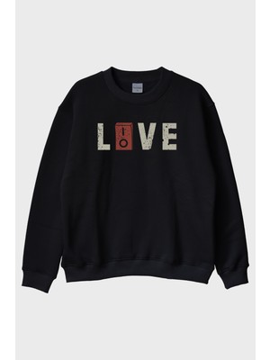 Nuugg Lıove Elektrik Düğmeli Baskili Modern Bisiklet Yaka Sweatshirt
