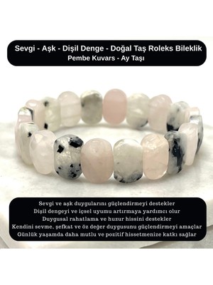 Yıldız Doğal Taş Sertifikalı Sevgi & Aşk & Dişil Enerji Doğal Taş Roleks Bileklik