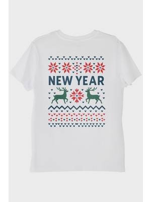 Nuugg Yeni Yıl Motifli Beyaz Tişört