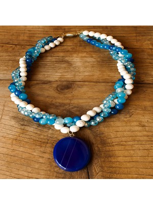 Asteria Elite Akik Havlit Kristal 3 Sıralı Nazar Koruması Özgüven ve Odaklanma Kolyesi