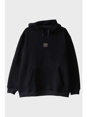 Nuugg Rubik Küp Desenli Nakış Hoodie