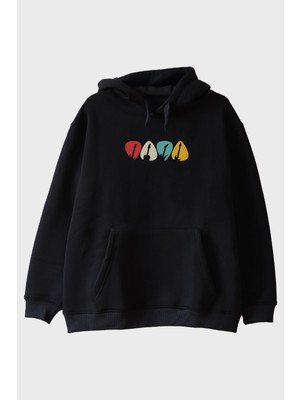 Nuugg Renkli Gitar Penası Baskılı Siyah Hoodie