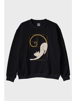 Nuugg Organik Mükemmellik Kedi Siyah Bisiklet Yaka Sweatshirt