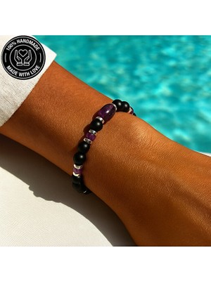 Asteria Elite Ametist Havlit Oniks Farkındalık ve Bilgelik Bilekliği