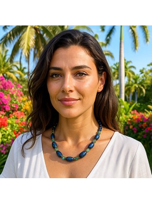 Asteria Elite Bilgelik ve Nazardan Kornuma Için Lapis Lazuli Yeşil Akik Kadın Kolye