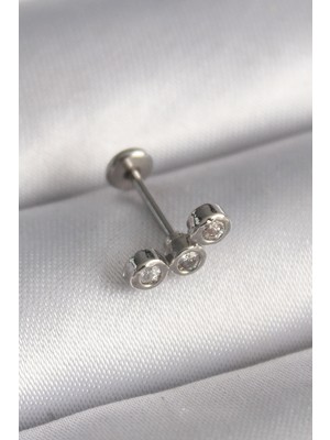 Ayder Timya 316L Çelik Gümüş Renk Zirkon Taşlı Tragus Piercing - TJ-PR1349 TG/Tmya1395 218549