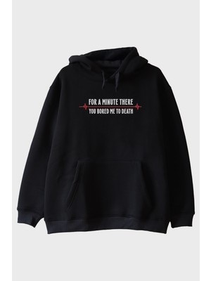 Nuugg You Bored Me To Death Tasarımlı Baskılı Siyah Hoodie