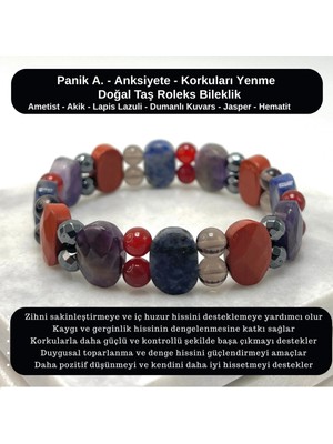 Yıldız Doğal Taş Sertifikalı Panikatak & Anksiyete & Korkuları Yenme Doğal Taş Roleks Bileklik