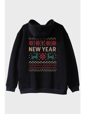 Nuugg Yeni Yıl Motifli Siyah Hoodie