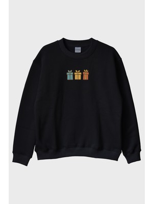 Nuugg Renkli Hediyeler Siyah Bisiklet Yaka Sweatshirt