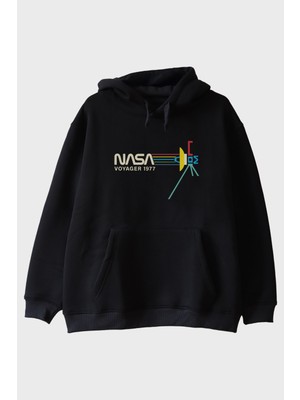 Nuugg Retro Nasa Voyager 1977 Vintage Uzay Siyah Hoodieü