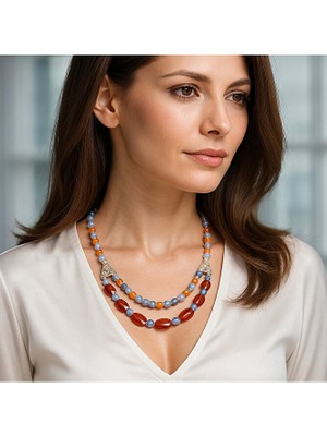 Asteria Elite Kuvars Ceyt 2 Sıralı Huzur, Denge ve Pozitif Enerji Kolyesi