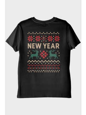 Nuugg Yeni Yıl Motifli Siyah Tişört