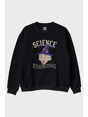 Nuugg Science Magic But Real Siyah Bisiklet Yaka Sweatshirt